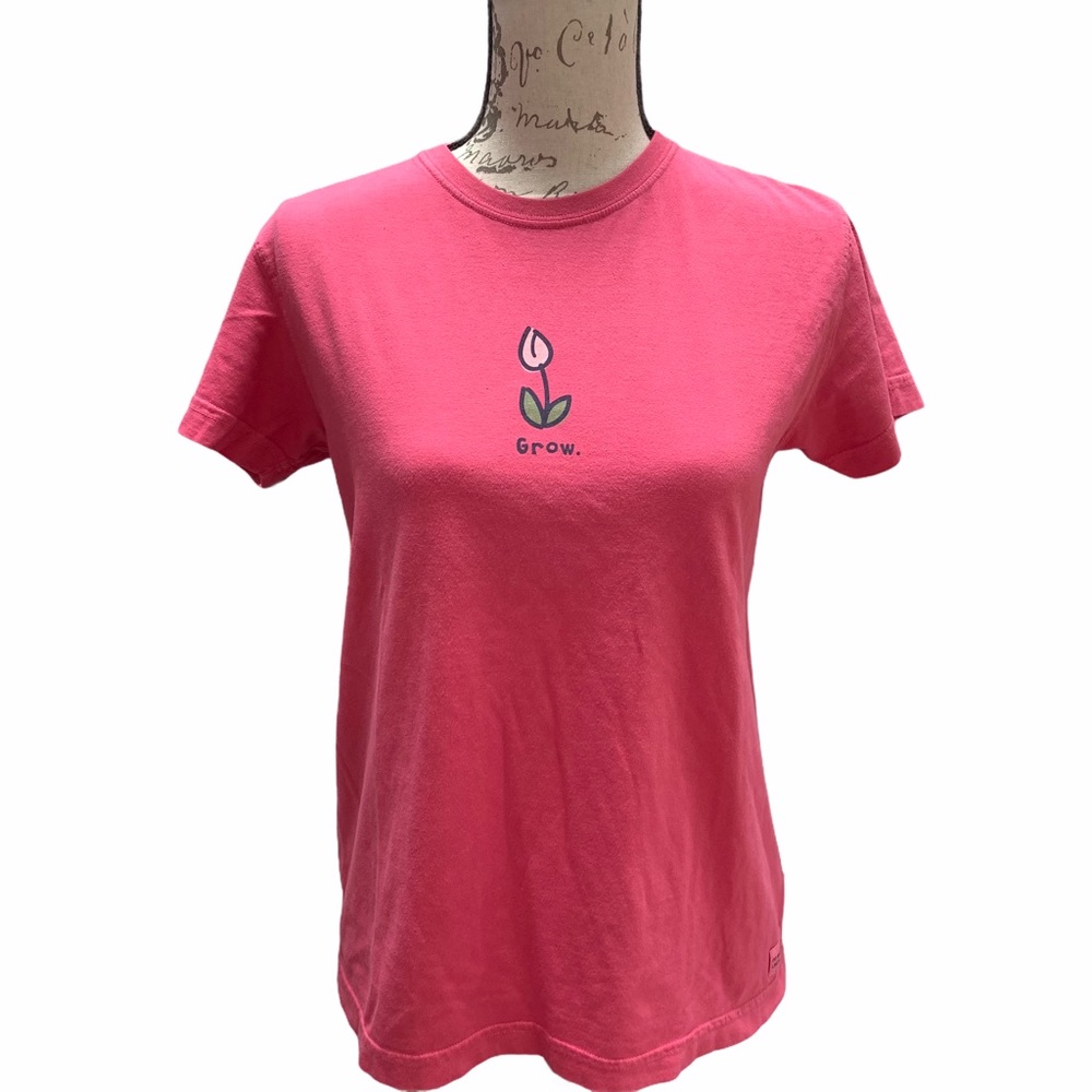 Life is Good Pink Grow Crewneck T-Shirt Size Small